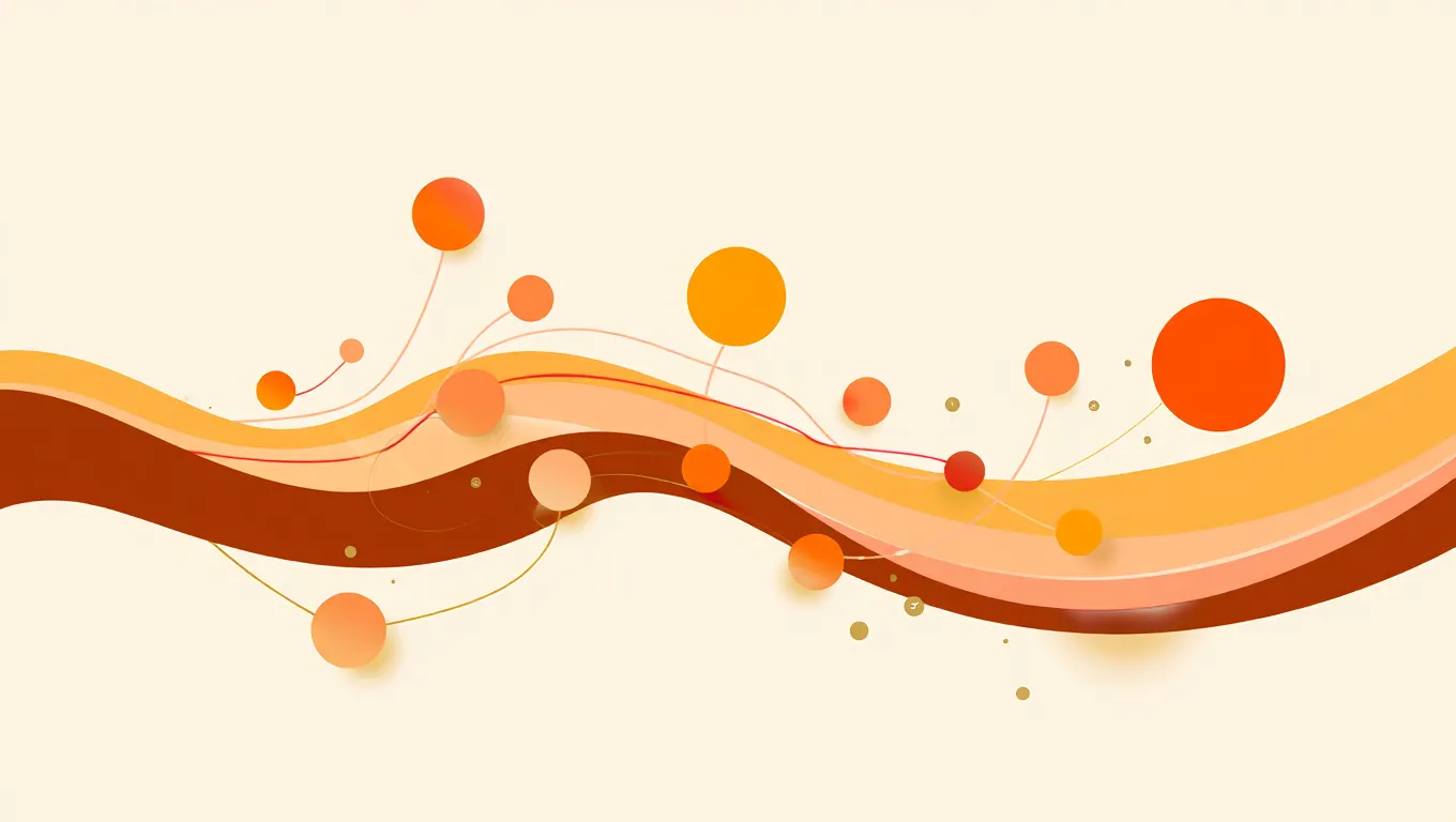 Abstract flowing lines and connected circles representing the integration of movement into daily life patterns